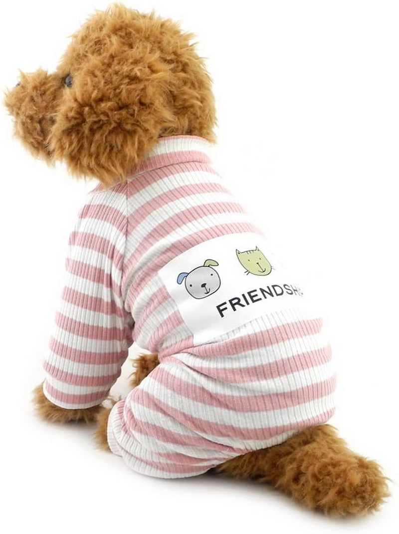 ZUNEA Cozy Soft Cotton Pet Puppy Small Dog Winter Pajamas Jumpsuit Sweatshirt Outfits Stripe Doggie Sleep Clothes Apparel Pink M Animals & Pet Supplies > Pet Supplies > Dog Supplies > Dog Apparel ZUNEA Pink Medium 