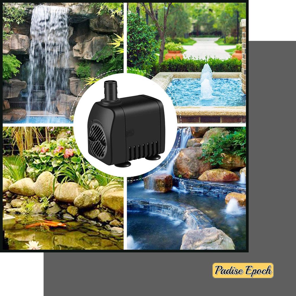 Fountain Pump 400GPH 25W Outdoor Fountain Water Pump Kit Pond Pump Submersible Pump with 2 Nozzles Hose Tubing for Aquarium Fish Tank Fountain Pond Submersible Hydroponic and Backyard Garden Animals & Pet Supplies > Pet Supplies > Fish Supplies > Aquarium & Pond Tubing KOL PET   