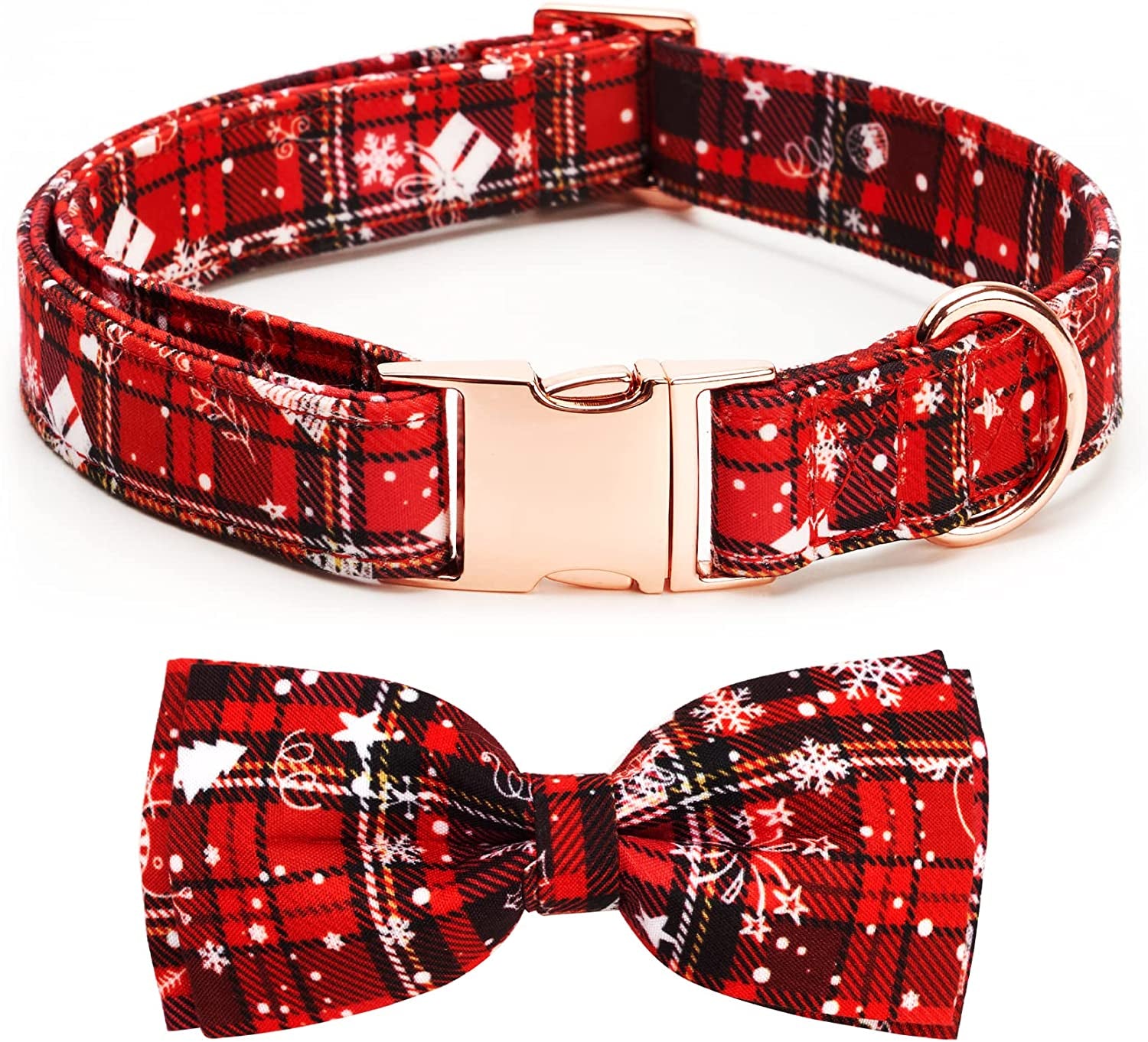 Thankspaw Soft Dog and Cat Collar with Bow Tie Print Flower Plaid Patterns Girl Dog Collars Adjustable Dog Collar for Small Medium Large Dogs Animals & Pet Supplies > Pet Supplies > Dog Supplies > Dog Apparel Thankspaw Christmas snow Small 