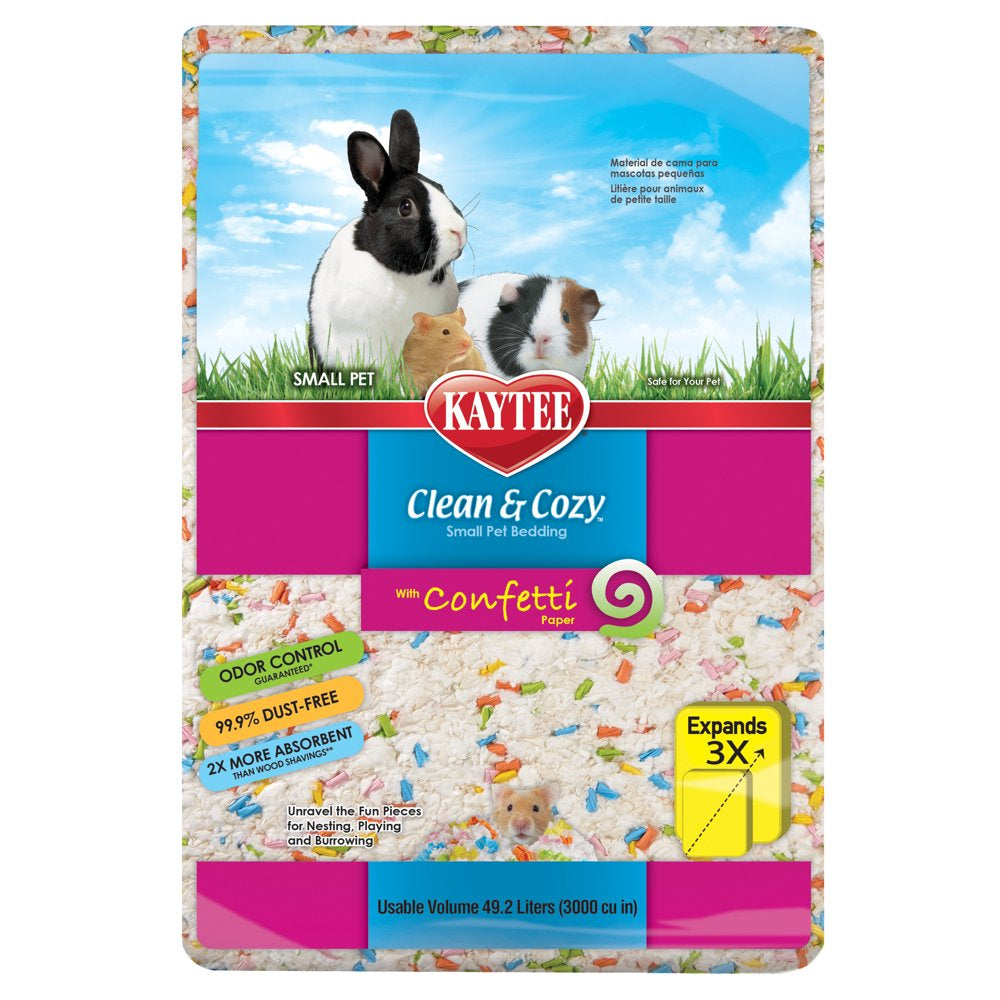 Kaytee Clean & Cozy Confetti Bedding White Paper Bedding with Colored Confetti Paper 24.6 Liters Animals & Pet Supplies > Pet Supplies > Small Animal Supplies > Small Animal Bedding Central Garden and Pet 49.2 L  