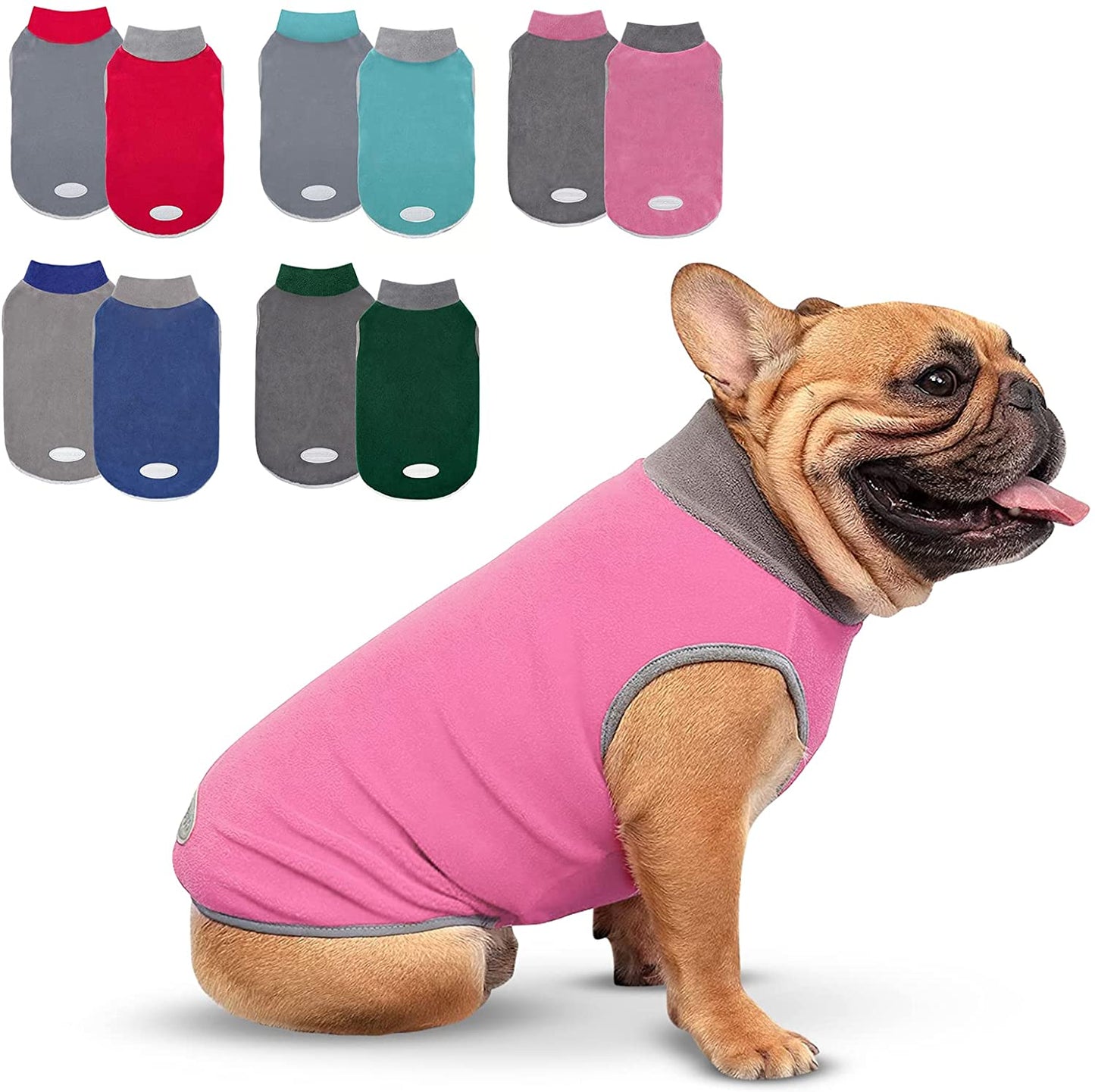 Cyeollo 2 Pack Small Dog Fleece Sweater Stretchy Pullover Sweatshirt Boy Dog Sweatshirt with Reflective Stripe Pet Blue Dog Clothes Dog Sweaters Turquoise & Grey Animals & Pet Supplies > Pet Supplies > Dog Supplies > Dog Apparel cyeollo Grey & Pink Medium 