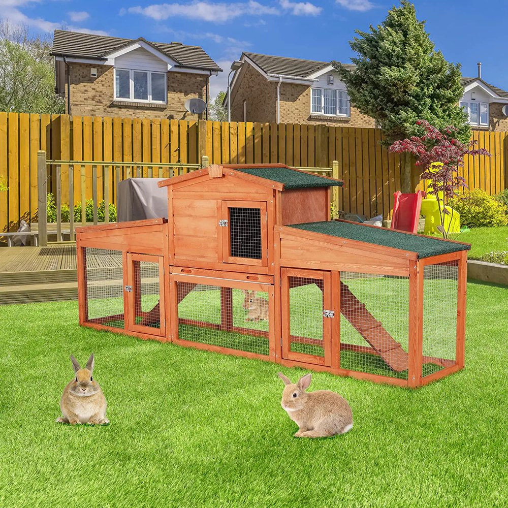 Increkid 81" Rabbit Hutch Outdoor Bunny Cage Indoor Small Animal House W/ Run Animals & Pet Supplies > Pet Supplies > Small Animal Supplies > Small Animal Habitats & Cages Increkid   