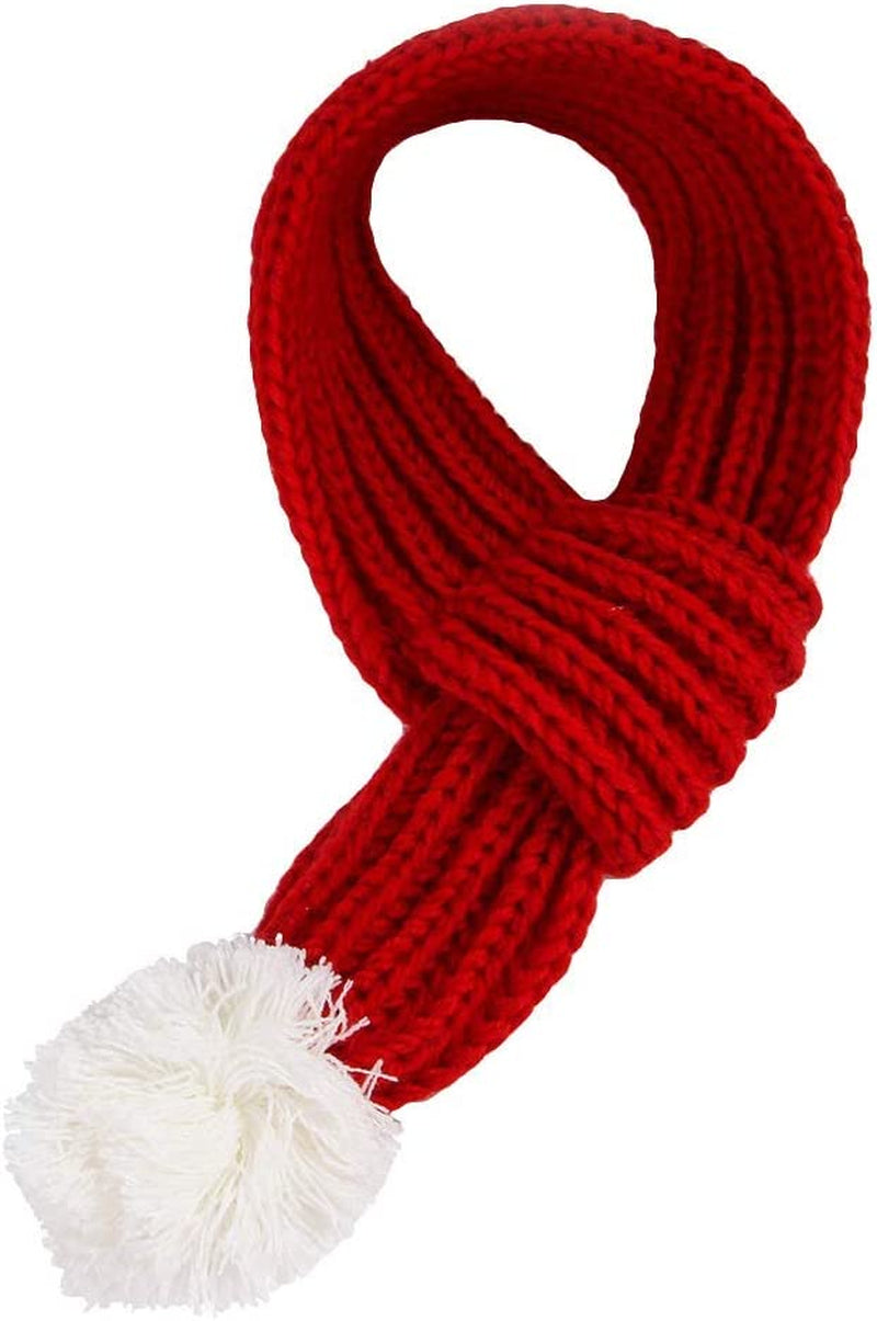 NACOCO Christmas Dog Knitted Scarf with White Pompom Warm Bandana Winter Holiday Pet Accessories Cat Scarves for Small Medium Cats Dogs Lovely Winter Outfits (S, Red) Animals & Pet Supplies > Pet Supplies > Dog Supplies > Dog Apparel NACOCO   