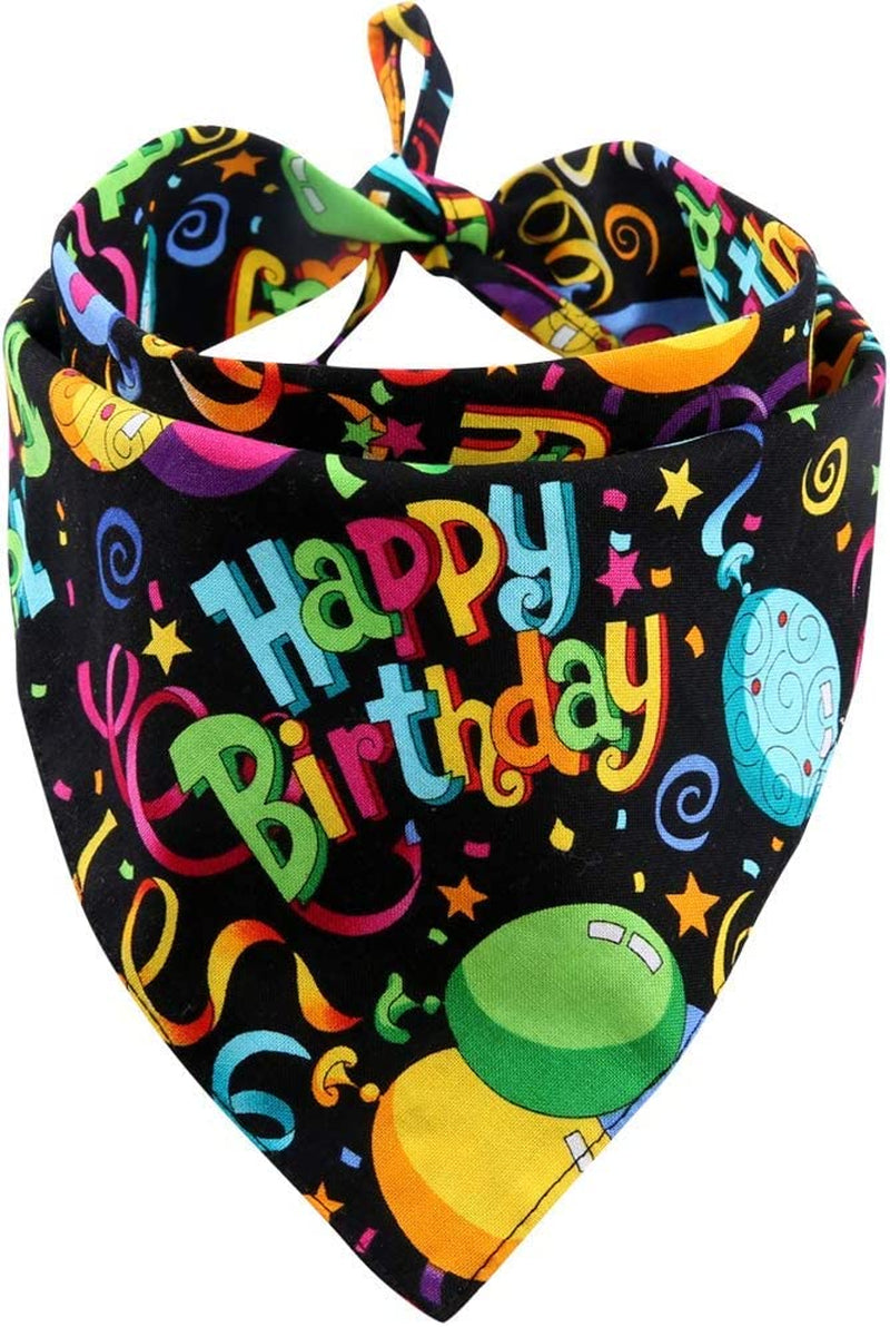 Dog Birthday Bandana Triangle Bibs Scarf Accessories Black Large Animals & Pet Supplies > Pet Supplies > Dog Supplies > Dog Apparel MIAPETTB   