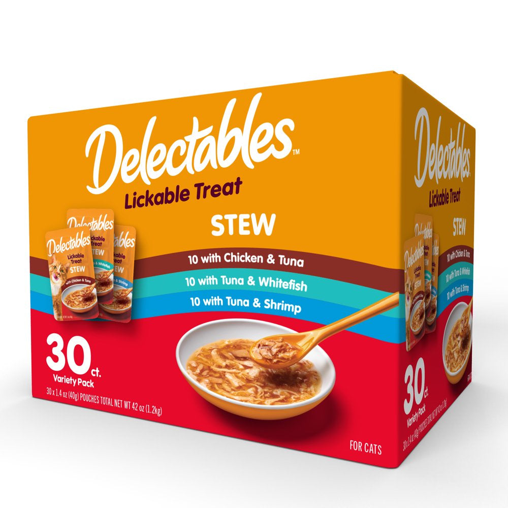 Hartz Delectables Stew Lickable Wet Cat Treats Variety Pack, 30 Count Animals & Pet Supplies > Pet Supplies > Cat Supplies > Cat Treats Hartz   