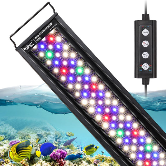 Hygger 26W Advanced LED Aquarium Light, Full Spectrum Fish Tank Light, 24/7 Lighting Cycle Timer 6 Colors 5 Intensity Customize, for Freshwater Planted Tank