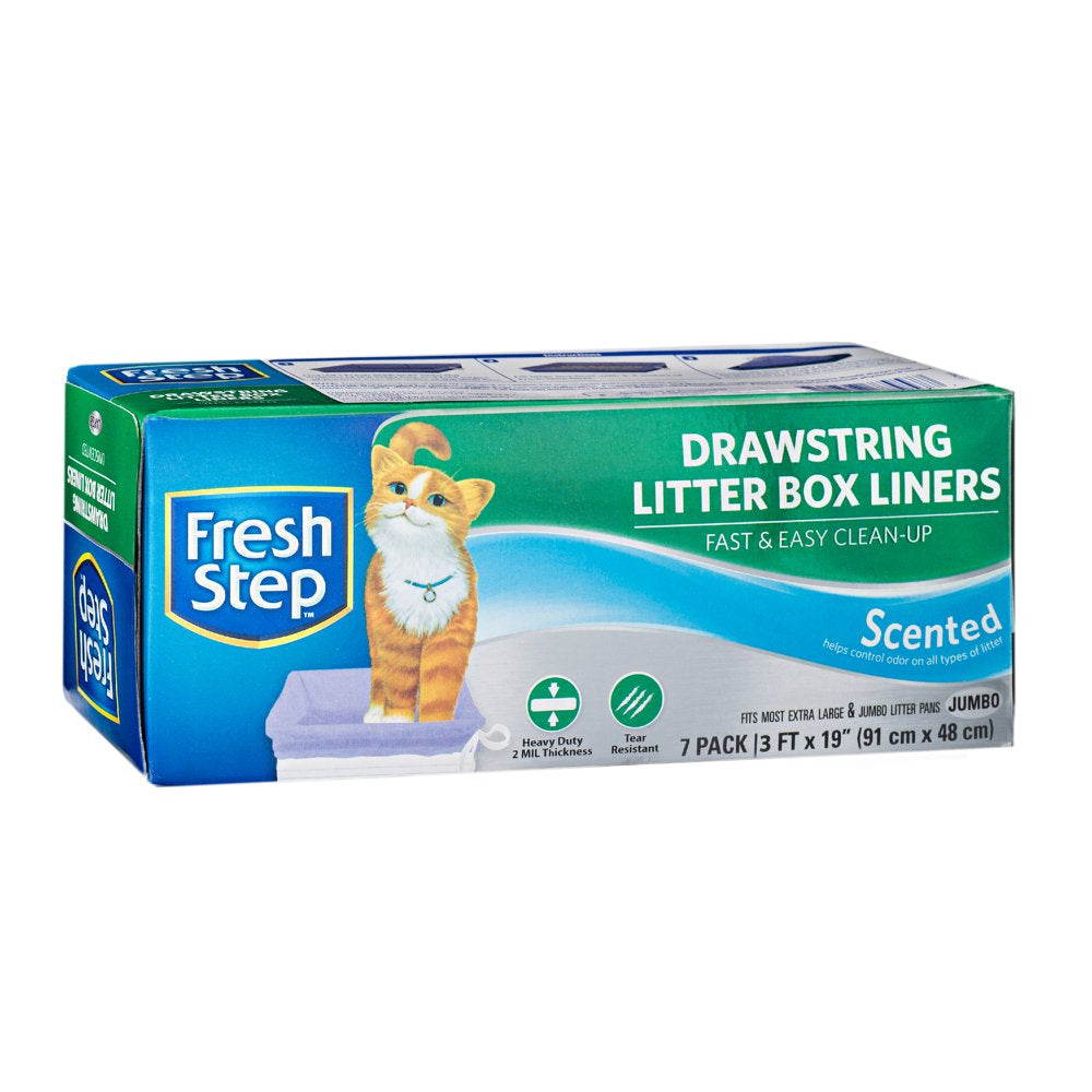 Fresh Step Drawstring Litter Box Liners Scented, Jumbo Size, 36" X 19" - 7 Count Animals & Pet Supplies > Pet Supplies > Cat Supplies > Cat Litter Box Liners Fetch for Pets   