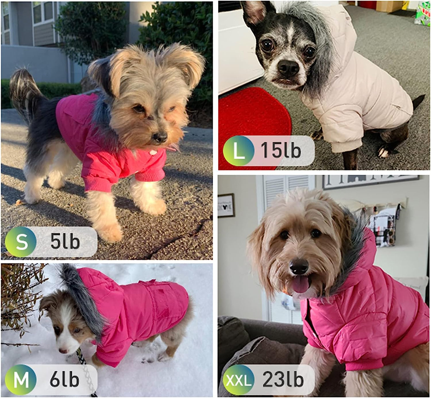 Lesypet Dog Coats for Small Dogs, Dog Jacket Warm Dog Winter Coat Windproof Puffer Jacket for Small Dogs Puppy, Pink S Animals & Pet Supplies > Pet Supplies > Dog Supplies > Dog Apparel LESYPET   