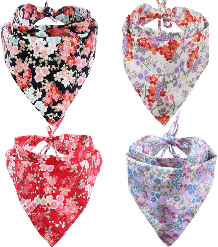 4 Pack Dog Bandanas Triangle Bibs Scarf Accessories Japanese Style Large Animals & Pet Supplies > Pet Supplies > Dog Supplies > Dog Apparel KZHAREEN Small  