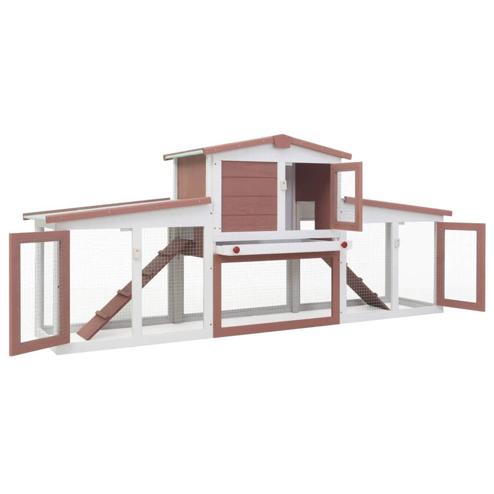 Vidaxl Outdoor Large Rabbit Hutch Wood Small Animal Habitat Cage Multi Colors Animals & Pet Supplies > Pet Supplies > Small Animal Supplies > Small Animal Habitats & Cages vidaXL   