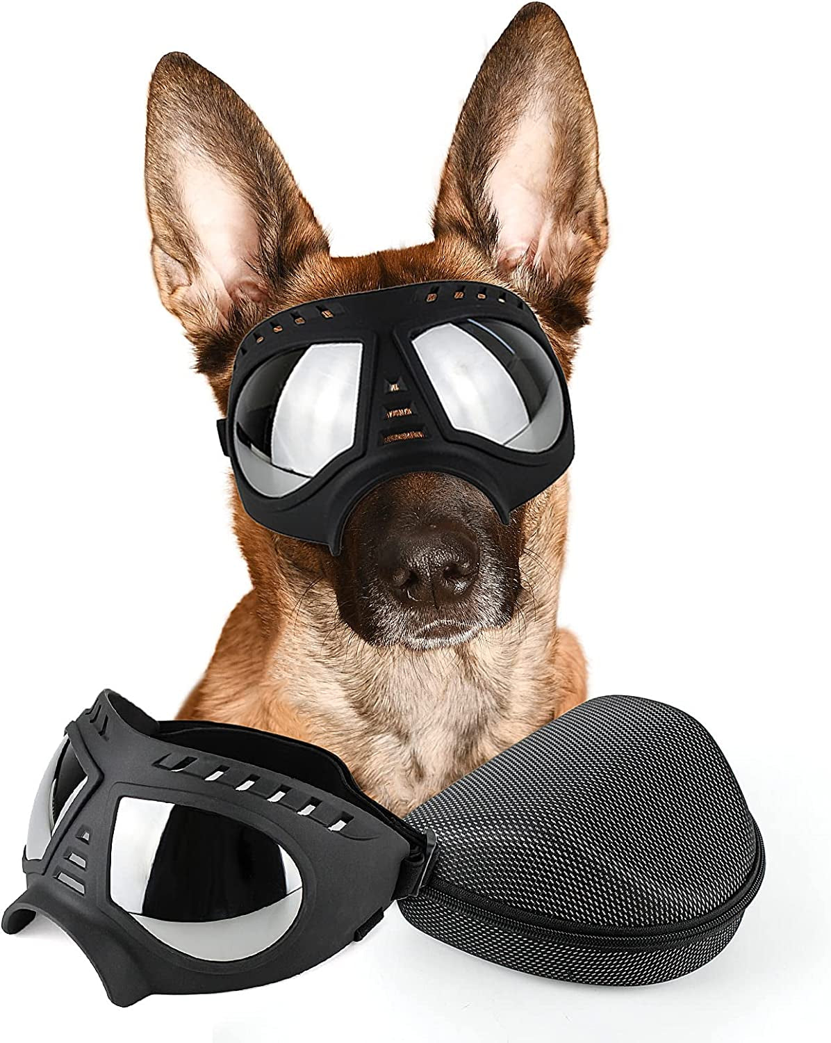 PETLESO Dog Goggles Medium Large Breed, UV Protection Dog Sunglasses Dog Eye Protection for Outdoor Driving Skiing, Black Animals & Pet Supplies > Pet Supplies > Dog Supplies > Dog Apparel PETLESO Black  