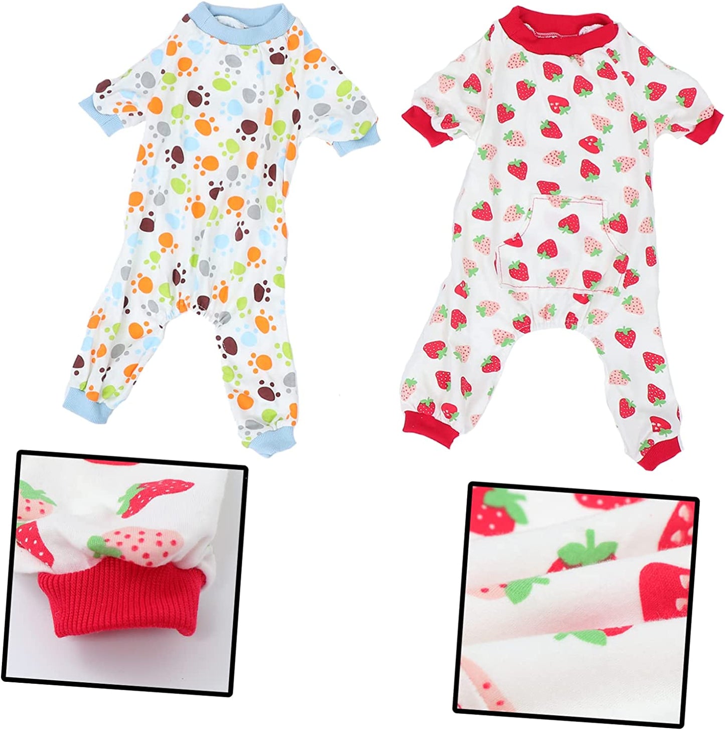 LIFKICH 2Pcs Lovely Pet Night Nightdress Dogs XL Clothes Pajamas Jammies Bodysuits Rompers Shirts Sleepwear Puppy Coat Wear Comfortable Nightclothes Jumsuit Costume Paw Printed Household Animals & Pet Supplies > Pet Supplies > Dog Supplies > Dog Apparel LIFKICH   
