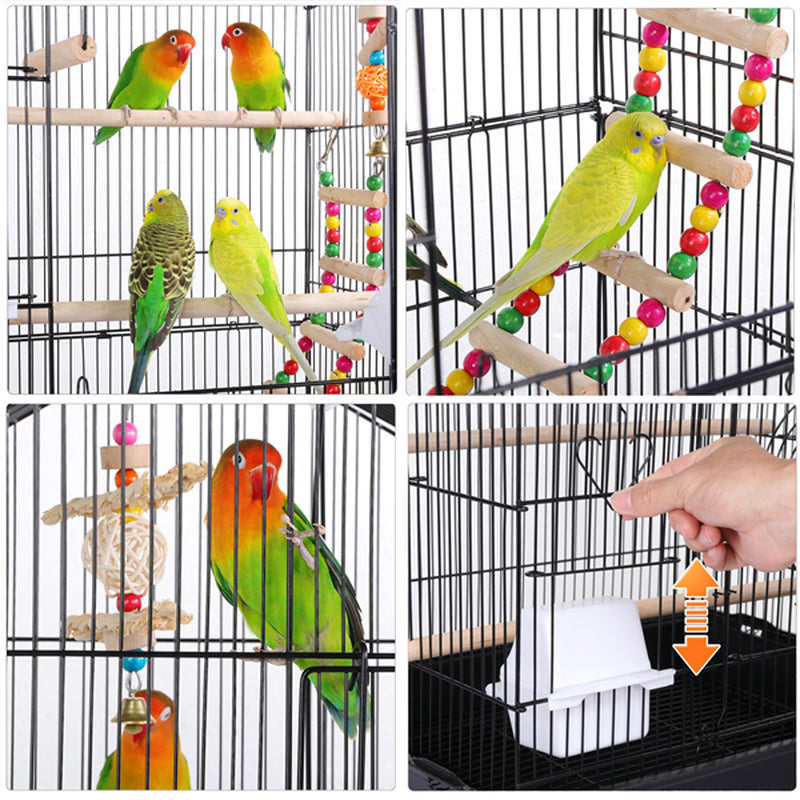 Smilemart 39" Metal Bird Cage with Perches and Toys, Black Animals & Pet Supplies > Pet Supplies > Bird Supplies > Bird Cages & Stands SmileMart   