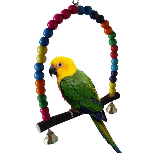 Bird Toy - Multi-Color Wooden Cage Hanging Swings Budgie Toys for Parakeet Parrot Parakeet Cockatiel Lovebird Animals & Pet Supplies > Pet Supplies > Bird Supplies > Bird Toys Qiilu   