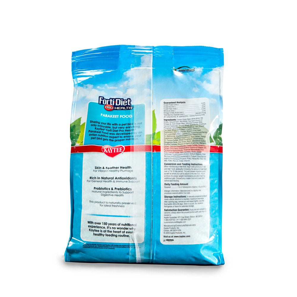 Kaytee Forti-Diet Pro Health Parakeet Pet Bird Food, 4 Lb Animals & Pet Supplies > Pet Supplies > Bird Supplies > Bird Food Central Garden and Pet   