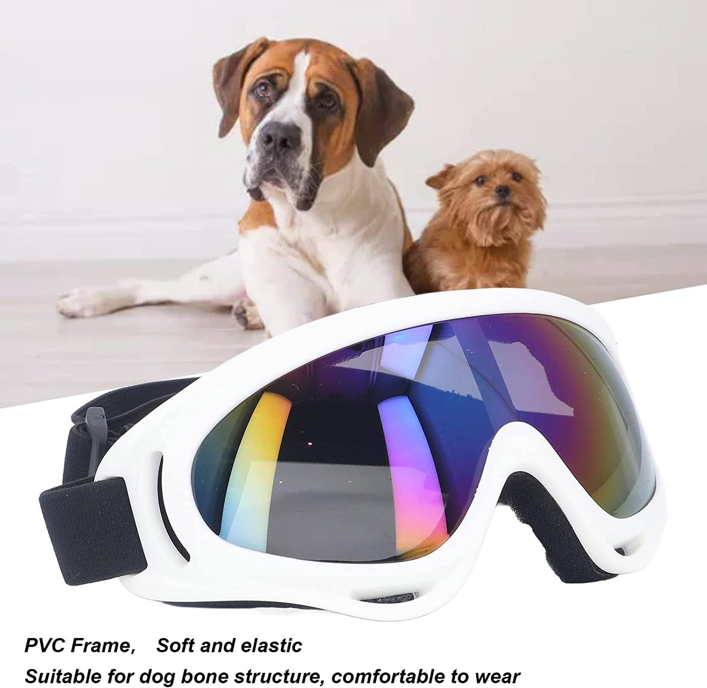 Dog Goggles, Dog Sunglasses, UV Protection, Windproof, Summer Outdoor Sun Protection, Eye Protection, Large Dogs(White) Animals & Pet Supplies > Pet Supplies > Dog Supplies > Dog Apparel MWDOCTOY   