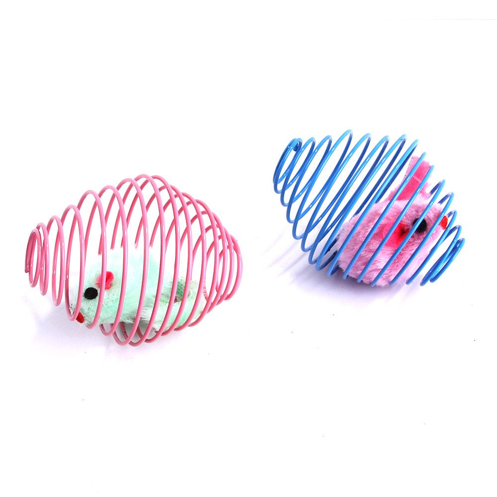 Carkira Cat Toy Spring, Retractable Interactive Cage Rat Rolling Spring Toy