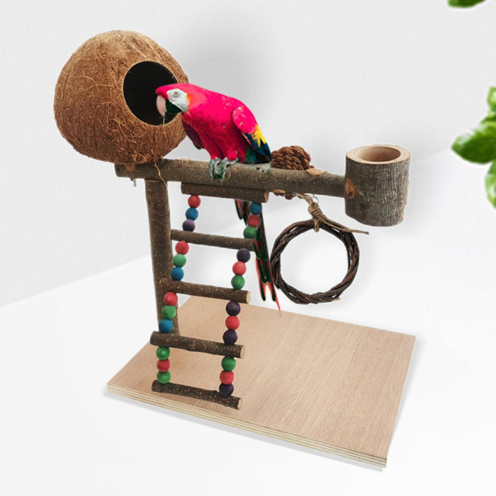 Bird Play Stand Parrot Playground Toy Gym Wooden Perch Platform Play for Finches Style C 35X20X35Cm