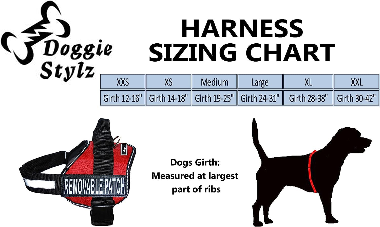 Service Dog Harness Vest Cool Comfort Nylon for Dogs Small Medium Large Girth, Purchase Comes with 2 in Training Reflective Patches. Please Measure Dog before Ordering (Girth 24-31", Red) Animals & Pet Supplies > Pet Supplies > Dog Supplies > Dog Apparel Doggie Stylz   