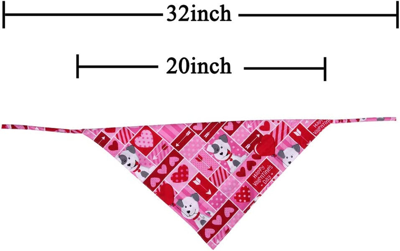 Valentine'S Day Dog Bandana Reversible Triangle Bibs Scarf Accessories for Dogs Cats Pets Animals Animals & Pet Supplies > Pet Supplies > Dog Supplies > Dog Apparel KZHAREEN   