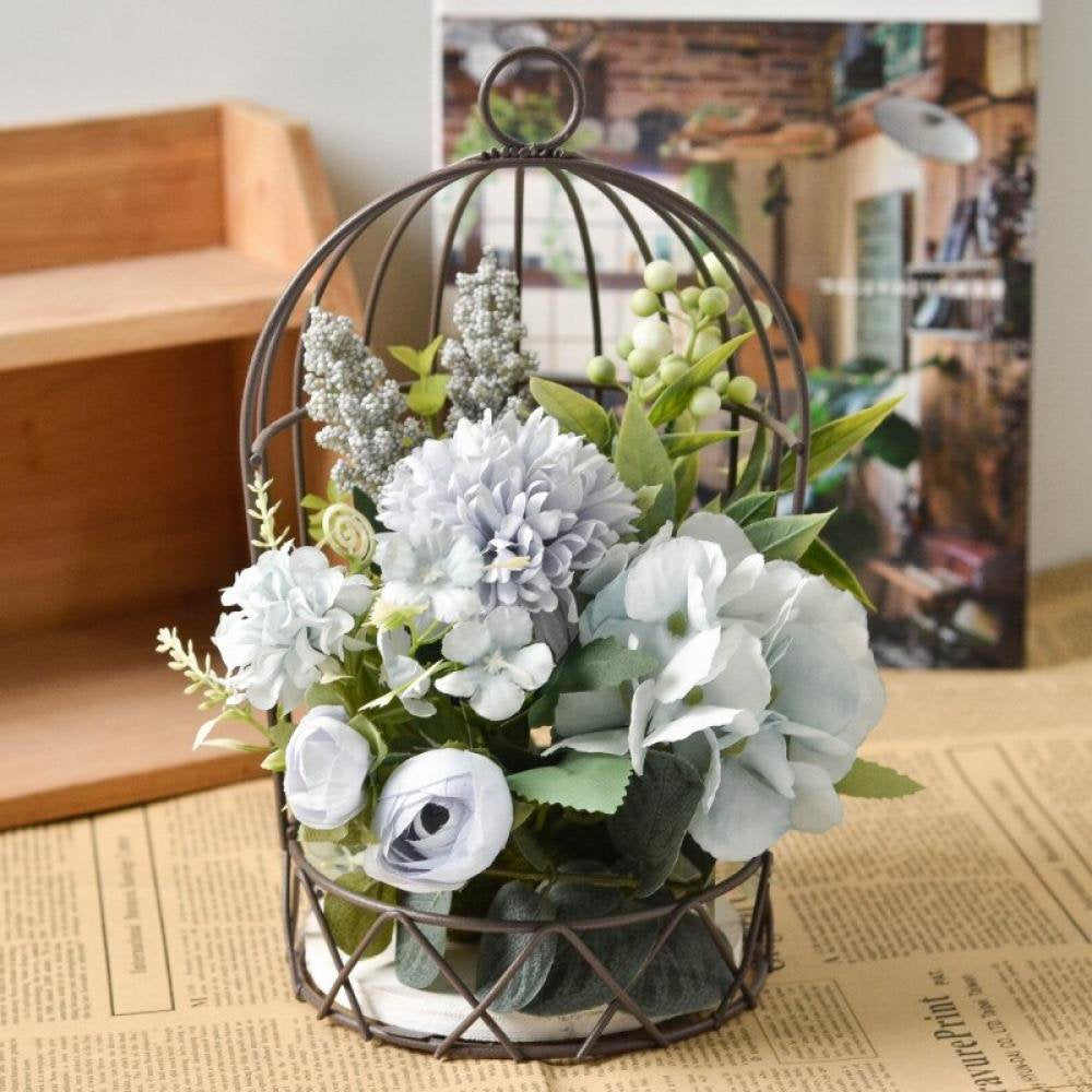 Hanging Bird Cage Flower Stand Floral Set Hydrangea Combination White Animals & Pet Supplies > Pet Supplies > Bird Supplies > Bird Cages & Stands EleaEleanor A8  