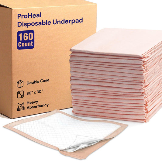 Proheal Disposable Heavy Absorbent Underpads (160 Pack) 30" X 30" Incontinence Chux Bed Pads Animals & Pet Supplies > Pet Supplies > Dog Supplies > Dog Diaper Pads & Liners ProHeal 160  