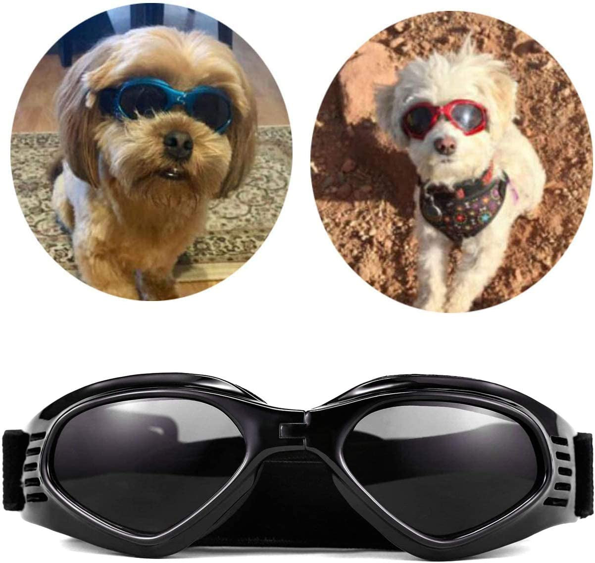 Petbobo Pet Waterproof Windproof Anti-Fog Eye Protection Goggles, Stylish Pet Dog UV Goggles Sunglasses Waterproof Protection Sun Glasses for Dog Blue Animals & Pet Supplies > Pet Supplies > Dog Supplies > Dog Apparel PetBoBo Black  