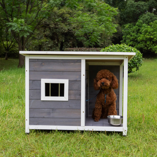 Outdoor Wooden Dog House for Small Dogs, Light Grey, Small/33 L X 25" W X 23" H Animals & Pet Supplies > Pet Supplies > Dog Supplies > Dog Houses Modern Times   