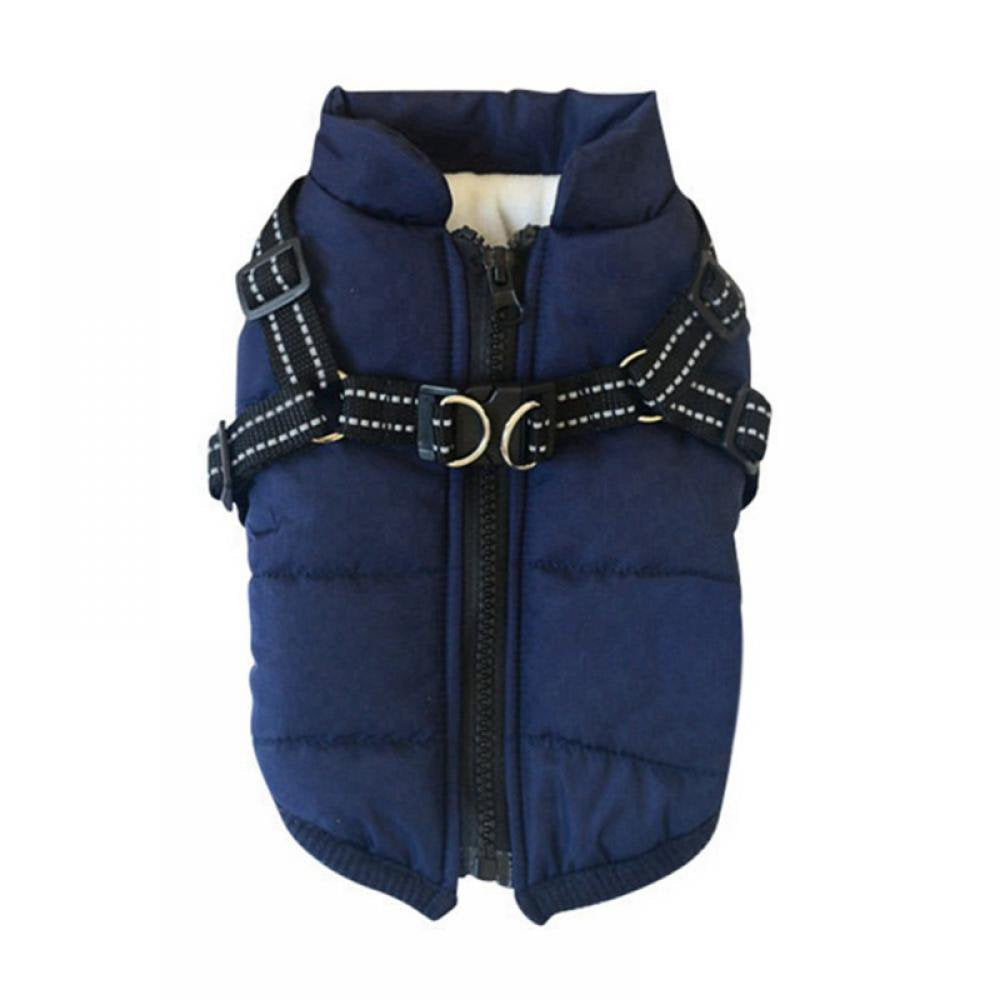 Pet Dog Jacket Vest Waterproof Thick Fleece Warm Coat for Puppy Cat Winter Cold Weather Apparel Clothes Animals & Pet Supplies > Pet Supplies > Cat Supplies > Cat Apparel The Hillman Group S Dark Blue 