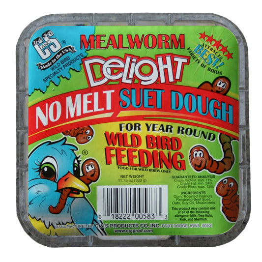 C&S Mealworm Delight No Melt Suet Dough, 11.75 Oz Cake, Wild Bird Suet Animals & Pet Supplies > Pet Supplies > Bird Supplies > Bird Food Central Garden and Pet   