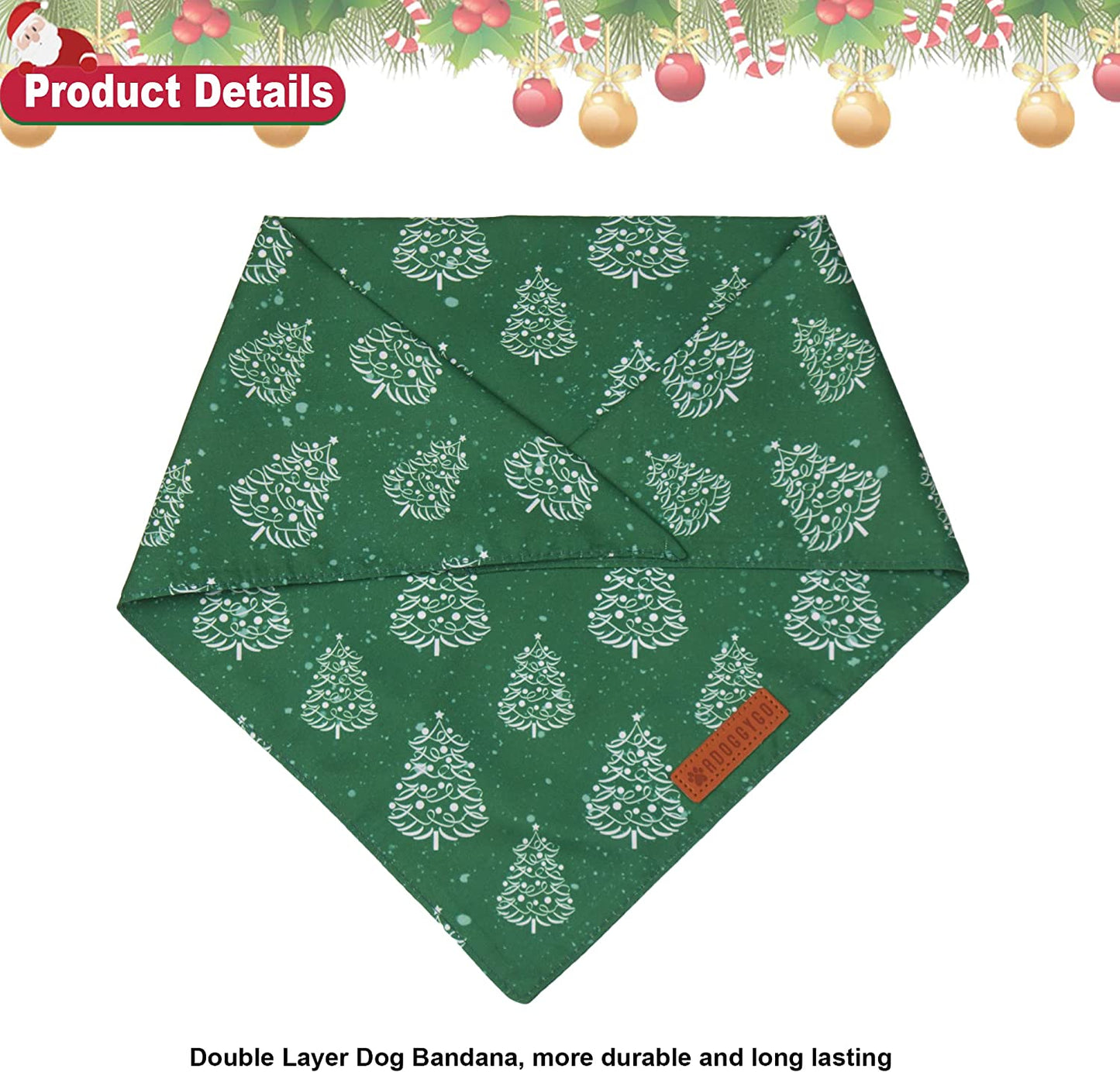 Adoggygo Dog Bandana Christmas Dog Scarf Bib Kerchief, Premium Durable Fabric, Multiple Sizes Offered, Dog Christmas Bandanas Costumes for Medium Large Dogs Cats Pets (Large) Animals & Pet Supplies > Pet Supplies > Dog Supplies > Dog Apparel ADOGGYGO   