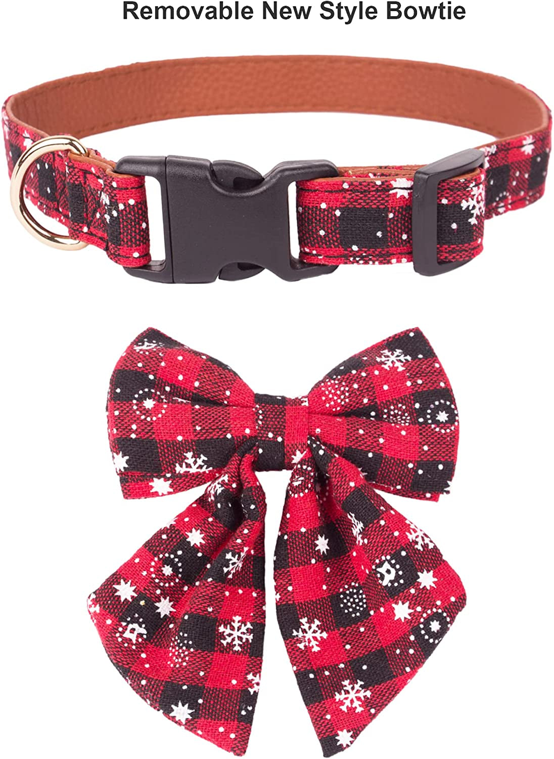 ADOGGYGO 2 Pack Christmas Dog Collar with Bow Tie, Classic Plaid Red Green Dog Collars with Removable Bowtie Christmas Collars for Small Medium Large Dogs Pets (Large) Animals & Pet Supplies > Pet Supplies > Dog Supplies > Dog Apparel ADOGGYGO   