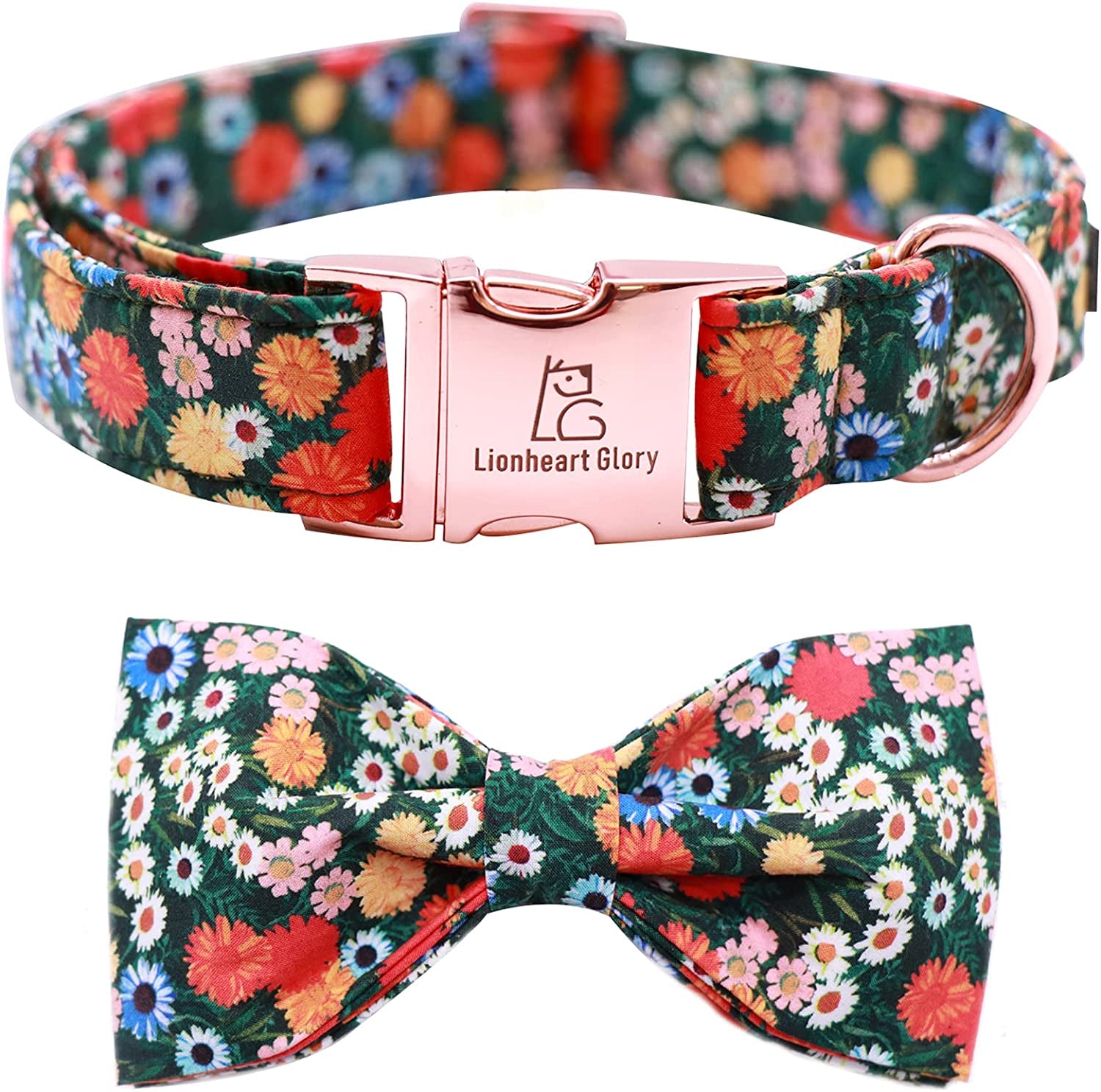 Lionheart Glory Floral Rose Print Dog Collar Adjustable Soft Dog Collar with Bowtie, Girl Pet Collars for X-Small Small Medium Large Dogs Animals & Pet Supplies > Pet Supplies > Dog Supplies > Dog Apparel Lionheart glory A:Daisy X-Small (Pack of 1） 