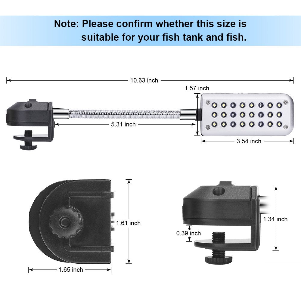 Peroptimist Aquarium Clip Lights, Aquarium Light Small LED Clip Light for Fish Tank, 360 Degree Flexible Metal Arm to Adjust Lighting Animals & Pet Supplies > Pet Supplies > Fish Supplies > Aquarium Lighting KiaKoe   