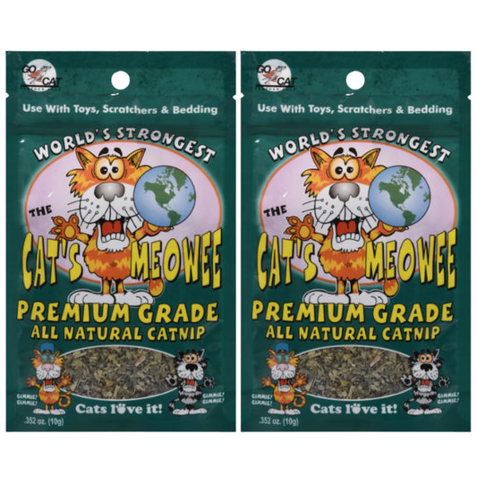 Cats Meowee Premium Grade All Natural Organic World'S Strongest Catnip Use with Toys Scratchers Bedding Dry Cat Treats, 0.352 Oz - Pack of 2