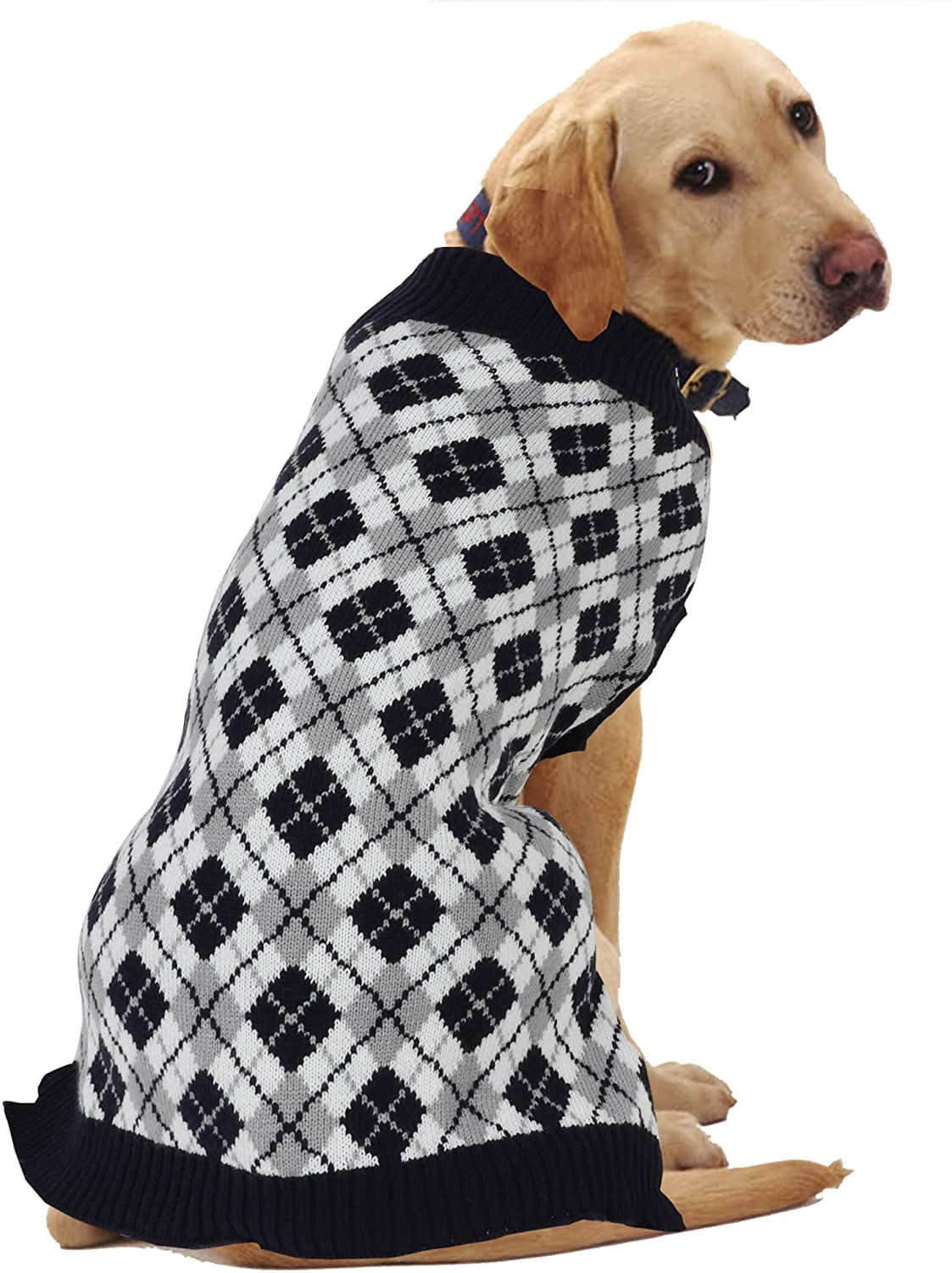 HAPEE Christmas Dog Sweaters for Small Dogs, Argyle Winter Xmas Pet Clothes Animals & Pet Supplies > Pet Supplies > Dog Supplies > Dog Apparel MPT.Co.Ltd A01-Navy 2XL (Back Length 21") 