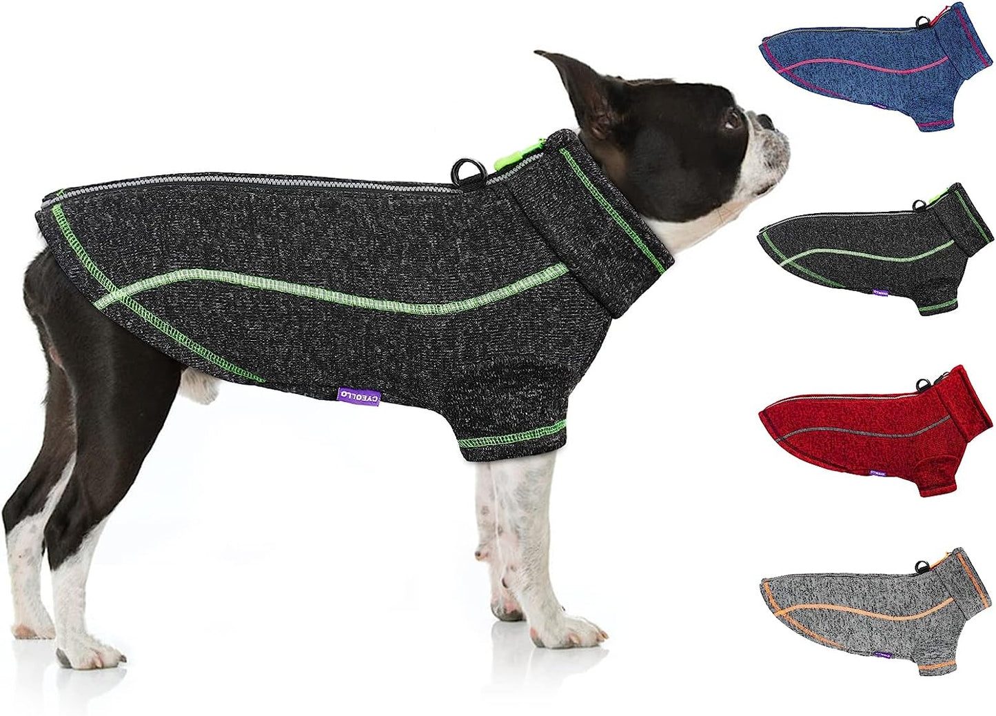 Cyeollo Dog Fleece Jacket Step in Reflective Dog Coats with D Ring Zipper up Dog Clothes Sweaters for Small Dogs Grey Animals & Pet Supplies > Pet Supplies > Dog Supplies > Dog Apparel cyeollo Dark Grey S-Chest (13"-15") 