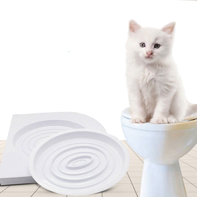 Pet Cat Toilet Training Kitty Toilet Trainer PVC White Convenient Disappearing Litter Box Trainer Cat Litter Tray Mat Animals & Pet Supplies > Pet Supplies > Cat Supplies > Cat Litter Box Mats JANDEL   