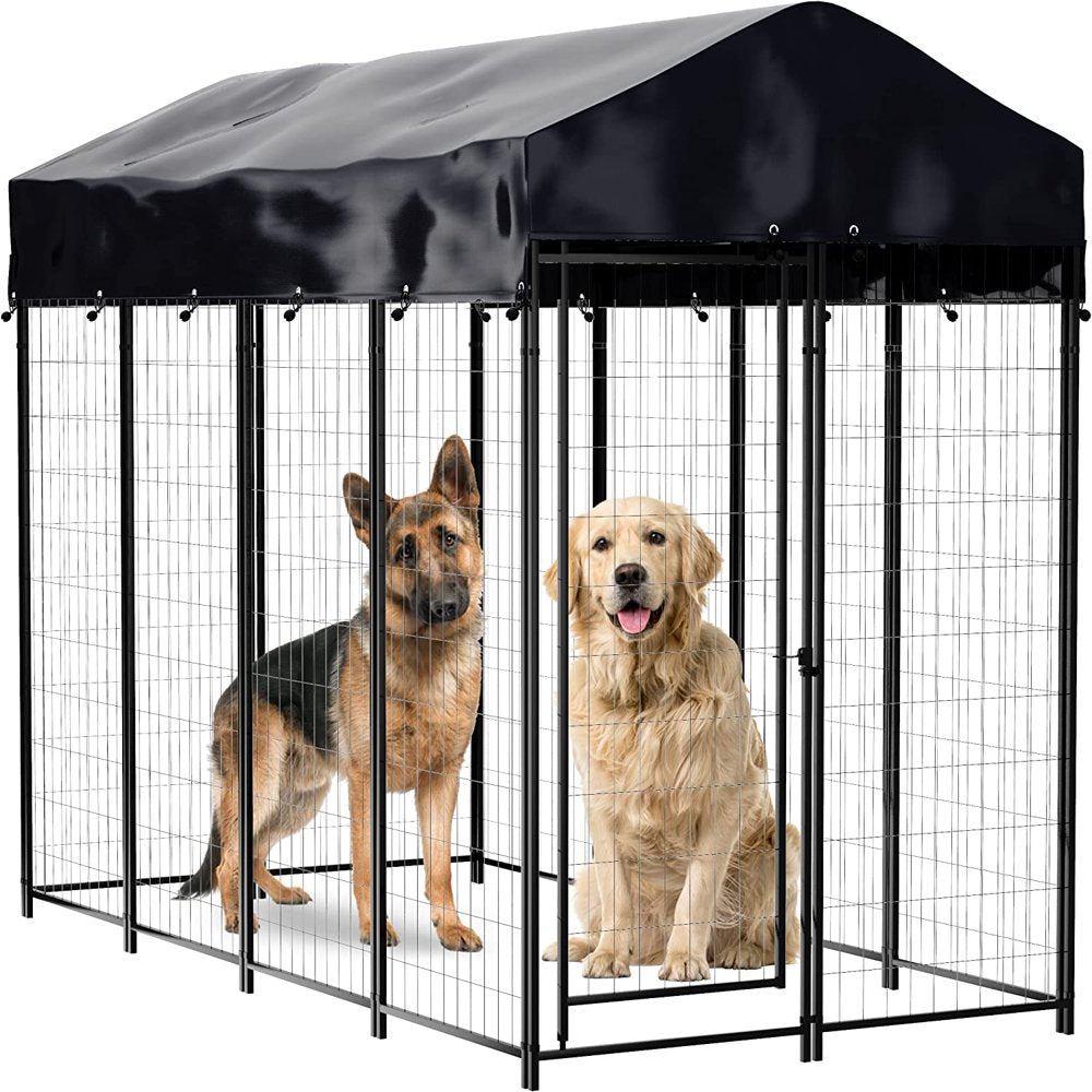 Dog Kennel Outdoor, outside Kennels, Large Wire Crate, 4X8X6 Ft, Metal, Welded, Dogs Runs, W/ Roof Cover, Big Enclosed Cage, Heavy Duty Pet Crates, Covered Box Run, Outdoors Pavilion Pen | Animals & Pet Supplies > Pet Supplies > Dog Supplies > Dog Kennels & Runs ALLJOYSE   