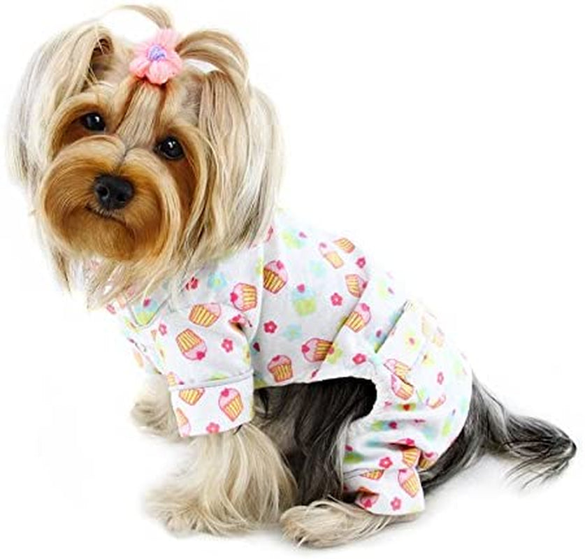 KLIPPO Dog/Puppy Cupcake Fanatics Flannel Pajamas/Bodysuit/Overall/Jumper/Romper for Small Breeds (X-Small) Animals & Pet Supplies > Pet Supplies > Dog Supplies > Dog Apparel KLIPPO PET Cartoon X-SMALL 