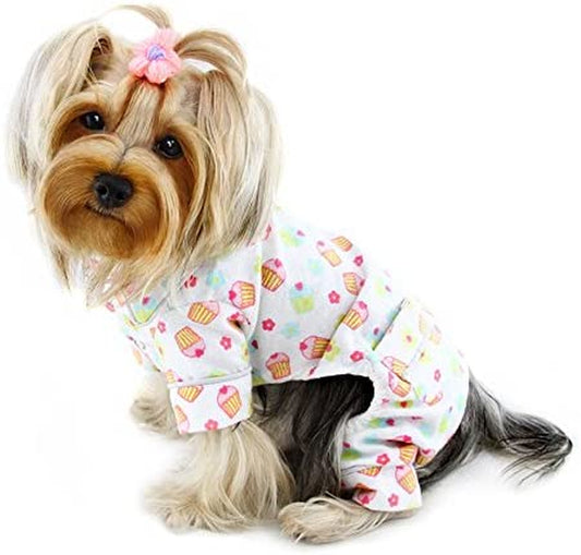 KLIPPO Dog/Puppy Cupcake Fanatics Flannel Pajamas/Bodysuit/Overall/Jumper/Romper for Small Breeds (X-Small) Animals & Pet Supplies > Pet Supplies > Dog Supplies > Dog Apparel KLIPPO PET Cartoon X-SMALL 