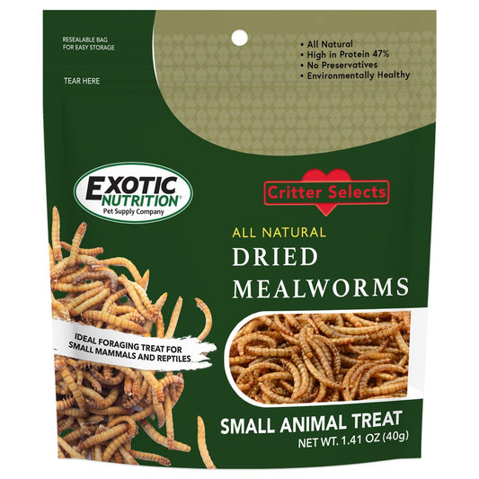 Exotic Nutrition Dried Mealworms Treat 1.41 Oz. Animals & Pet Supplies > Pet Supplies > Bird Supplies > Bird Treats Exotic Nutrition   