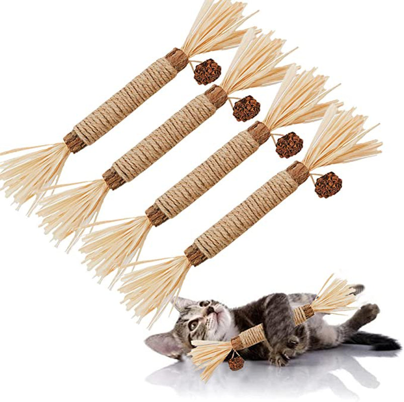 Carkira Catnip 4 Pieces Silver Vine Cat Chew Toys Cats Clean Teeth Chews for Stress Relief Animals & Pet Supplies > Pet Supplies > Cat Supplies > Cat Toys Carkira   