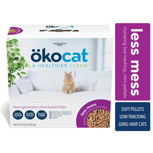 Okocat Premium Less Mess Low-Tracking, Clumping Natural Wood Pellets Cat Litter, Dust Free, Unscented, 10.6 Lbs. Animals & Pet Supplies > Pet Supplies > Cat Supplies > Cat Litter Healthy Pet 10.6 lbs  