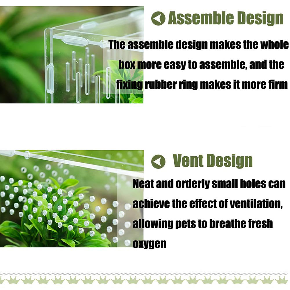 Reptile Habitat-Insect Feeding Box for Reptiles and Amphibians, Acrylic Reptile Transparent Breeding Case Animals & Pet Supplies > Pet Supplies > Reptile & Amphibian Supplies > Reptile & Amphibian Food ViiTech   