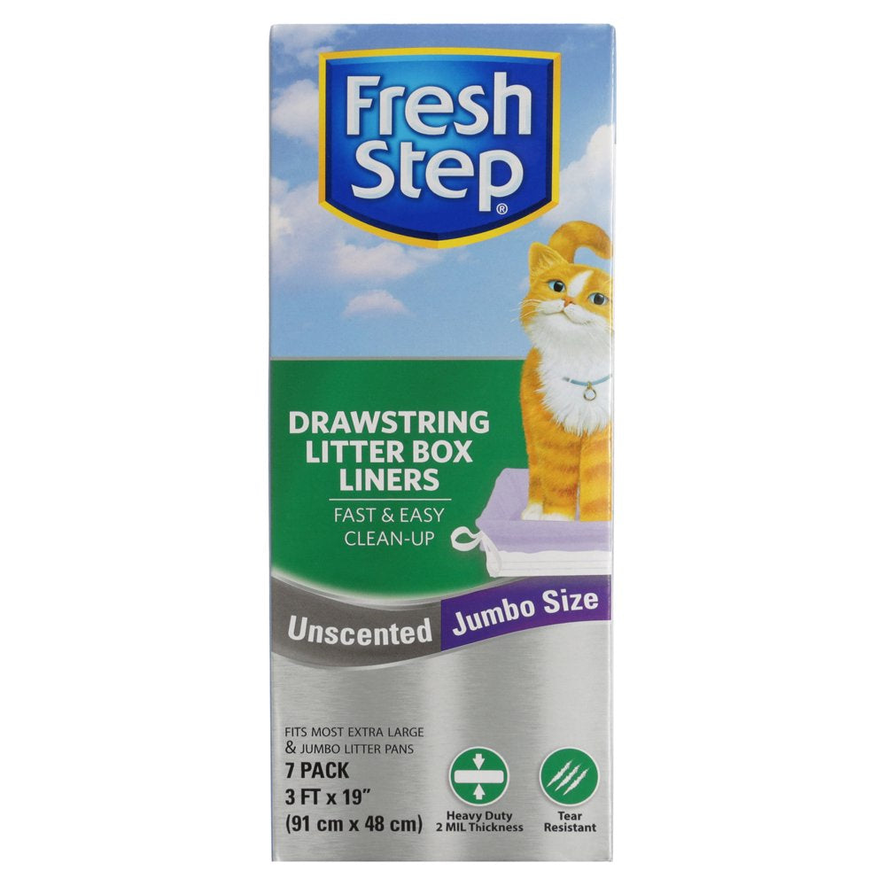 Fresh Step Drawstring Litter Box Liners Unscented, Jumbo Size, 36" X 19" - 7 Count Animals & Pet Supplies > Pet Supplies > Cat Supplies > Cat Litter Box Liners Fetch for Pets   