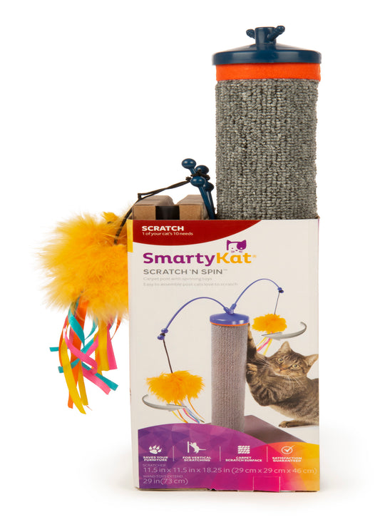 Smartykat Scratch 'N Spin, Interactive Cat Scratching Post, Vertical Combination Scratcher, Includes Spinning Toys Animals & Pet Supplies > Pet Supplies > Cat Supplies > Cat Toys Worldwise, Inc   