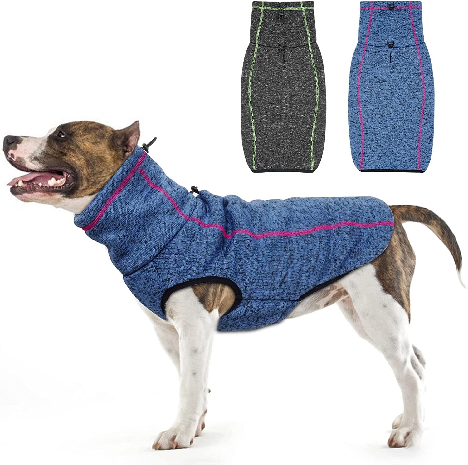 Cyeollo Dog Sweater Fleece Jacket High Collar Warm Doggie Turtleneck Lightweight Cozy Jackets Pullover Winter Dog Clothes Pet Vest with Leash Hole for Small Dogs, Navy Small Animals & Pet Supplies > Pet Supplies > Dog Supplies > Dog Apparel cyeollo Navy X-Large 