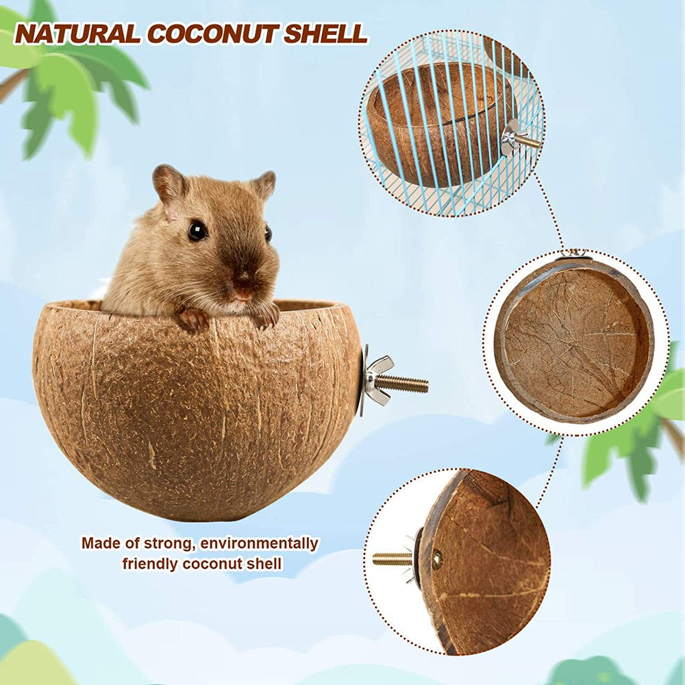 Deoxygene Small Animals Coconut Shell Feeder,Rabbit Feeding Bowls Bird Coconut Breeding Nest House Hut Cage Bed for Rabbit Animals & Pet Supplies > Pet Supplies > Small Animal Supplies > Small Animal Bedding 500166901   