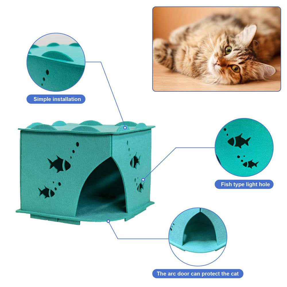 Famure Felt Cat Cave Cute Pet Tent House Comfortable Kitten House Bed Easy to Install Strong and Non-Deformable Foldable Felt House for Puppy Kitten Small Animals Imaginative Animals & Pet Supplies > Pet Supplies > Dog Supplies > Dog Houses Famure   